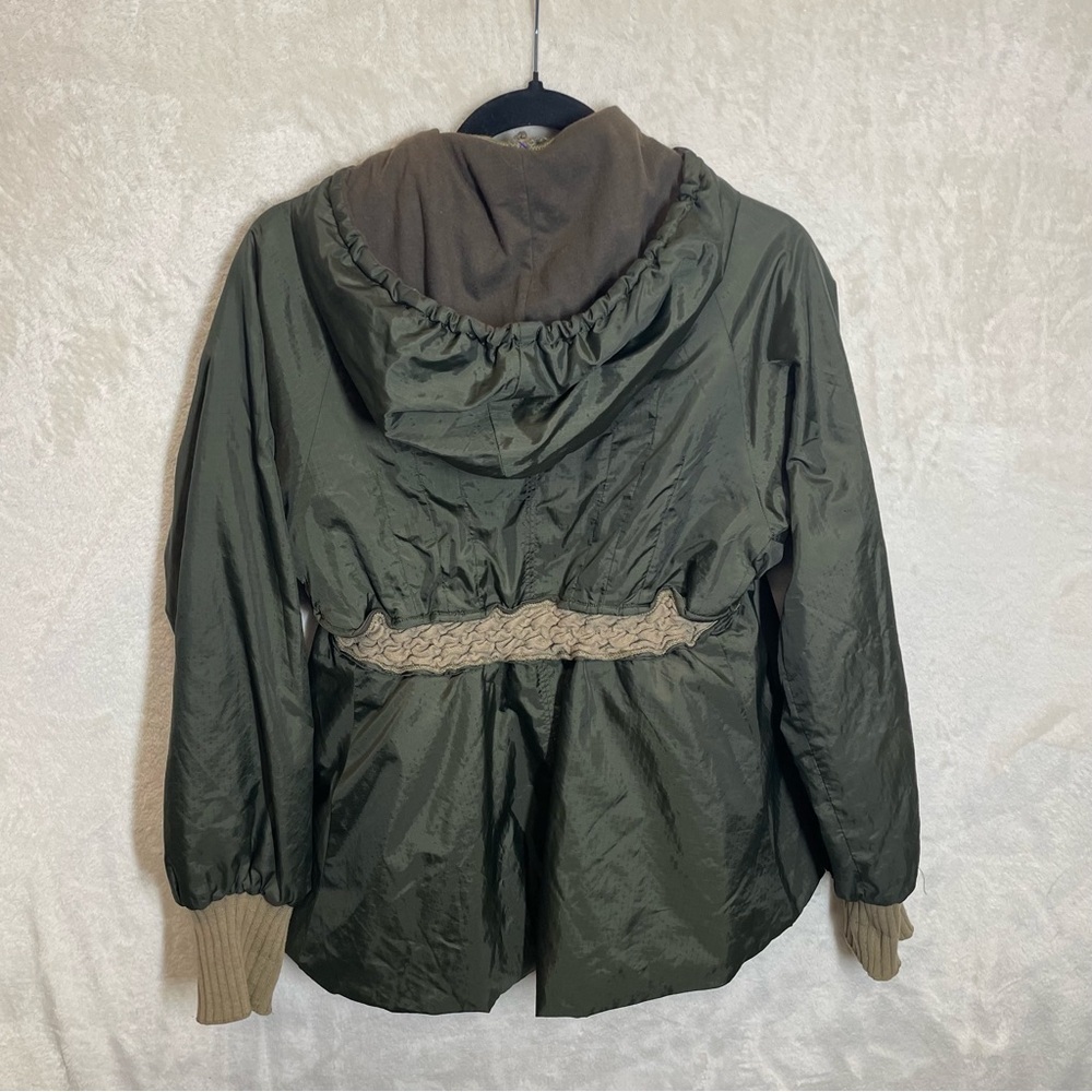 Vintage Free People military green jacket sweater knit trim womens small boho - Picture 6 of 11